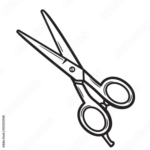 Hand drawn style illustration of hair cutting scissors silhouette isolated on white background barber tool design element concept