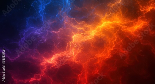 Abstract colorful smoke or cloud effect with blending blue orange and red.