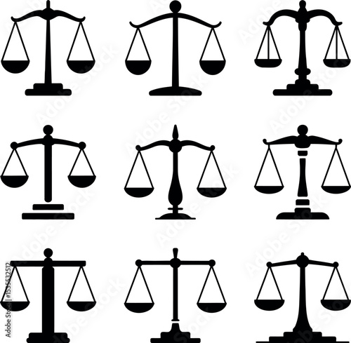 Scales of justice icon silhouette on white background  