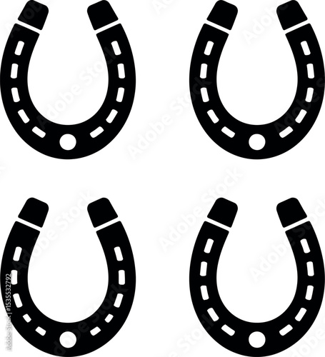 horse shoe logo set silhouette