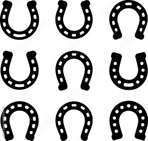 horse shoe logo set silhouette