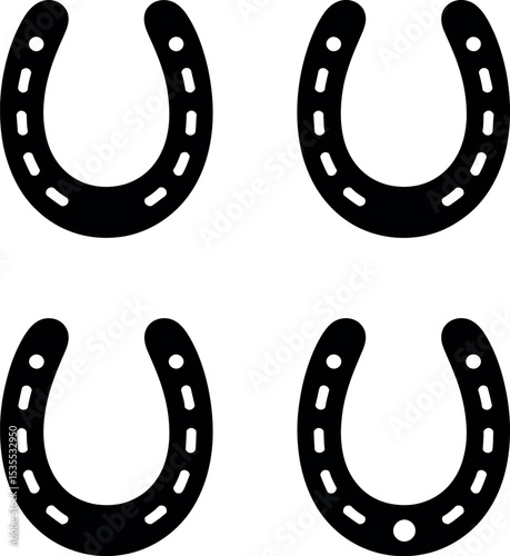 horse shoe logo set silhouette