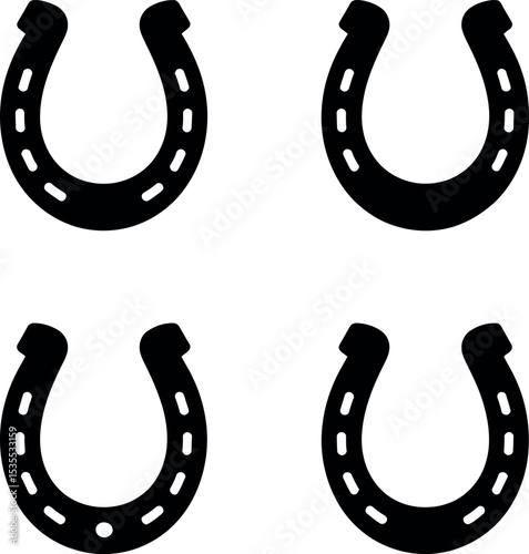 horse shoe logo set silhouette
