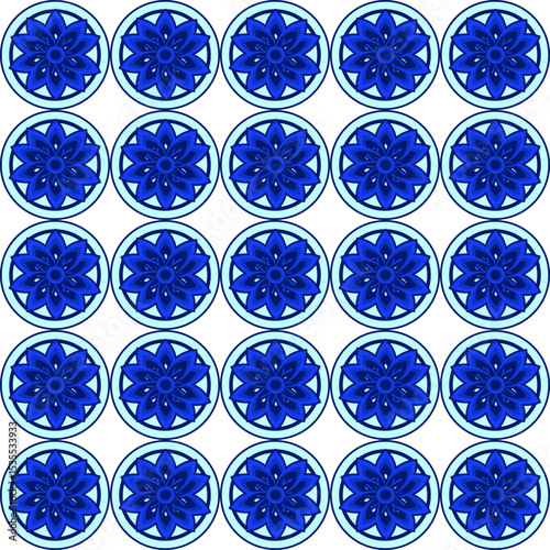 Artistic blue floral pattern design abstract graphic digital artwork geometric style visuals aesthetic appeal