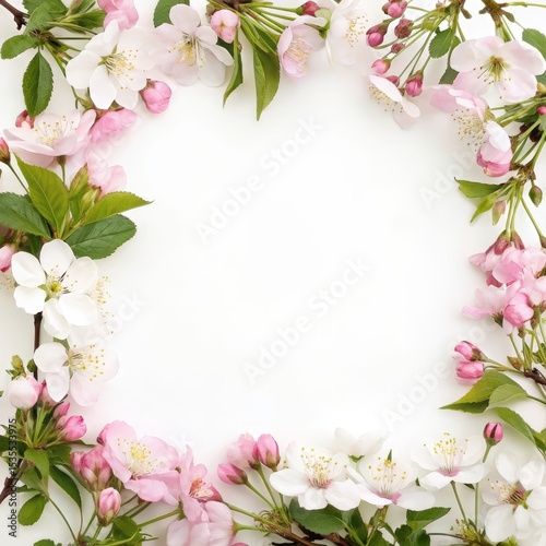 Wallpaper Mural Floral arrangement featuring pink and white blossoms in a square frame on a neutral background Torontodigital.ca
