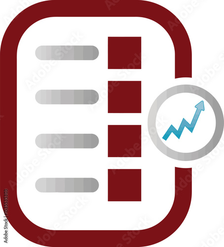 Data Growth and Analysis Icon: An icon with document and charts to visualize business growth in a vector illustration, ideal for business reports and data-driven infographics.