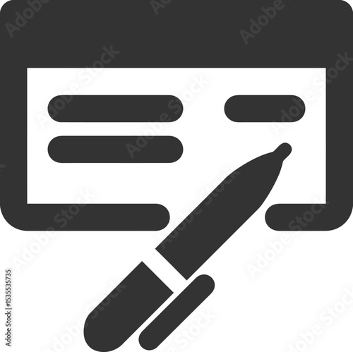 Accounting document signing: A minimalist yet elegant illustration showcasing a pen poised to sign a financial document, symbolizing transactions, banking, and financial decisions.