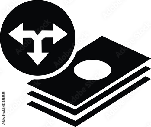 Navigating Financial Paths: An elegant, grayscale graphic showcases a stack of currency beside a directional icon, symbolizing the diverse financial decisions and monetary pathways.