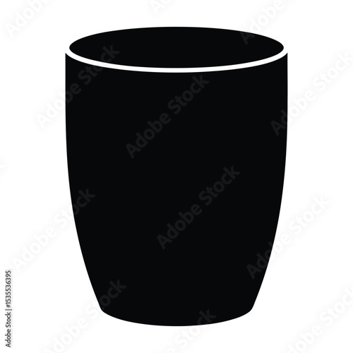 Straight Cylinder Vase Silhouette, Vector, Illustration, Icon, Logo, White Background.