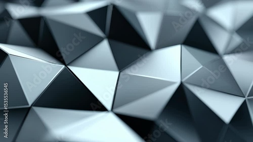 Abstract geometric pattern with shiny metallic triangle shapes creating modern metallic texture