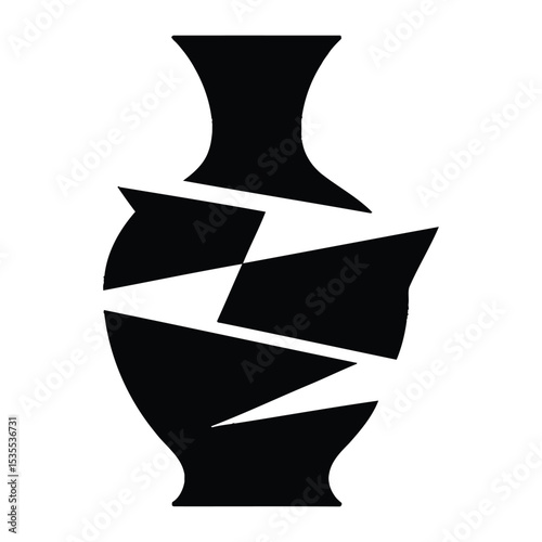 Deconstructed Abstract Vase Silhouette, Vector, Illustration, Icon, Logo, White Background.