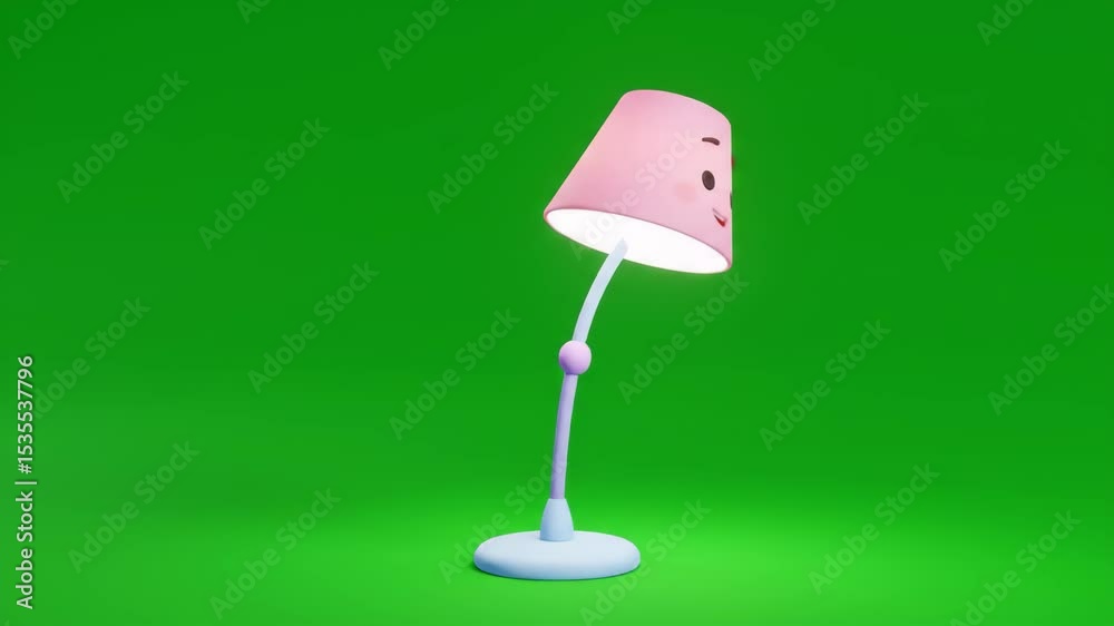 Animated cartoon lamp with smiling face on green screen background cheerful light and decoration Animated cartoon lamp with smiling face on green screen background cheerful light and decoration
