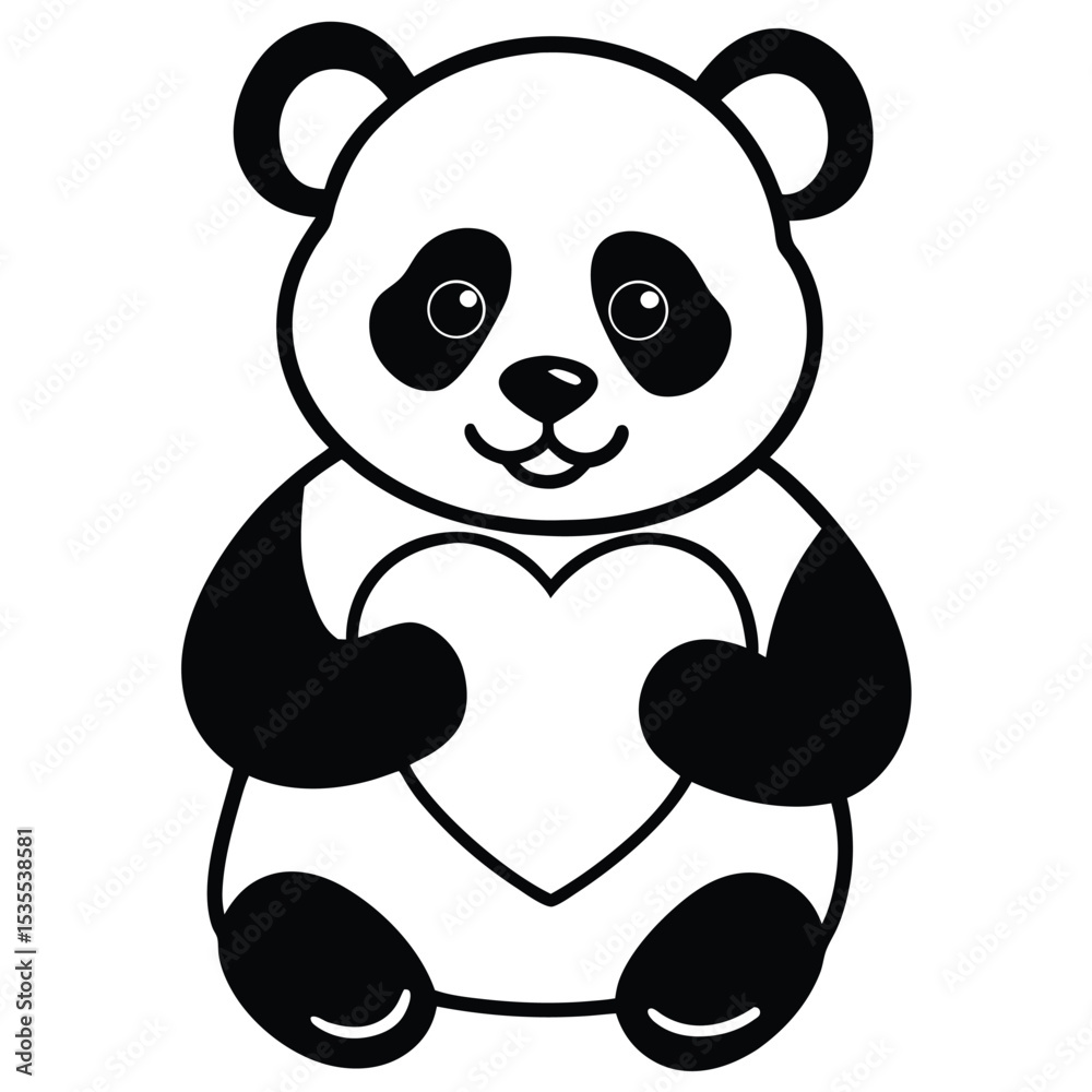 Fototapeta premium Panda Holding Heart Clipart Vector Graphic