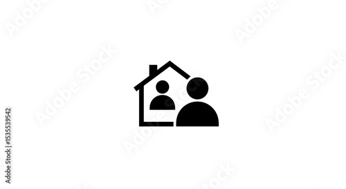 People inside a house icon black silhouette on white background.