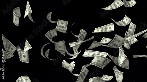 Money Flying Animation HD On Alpha