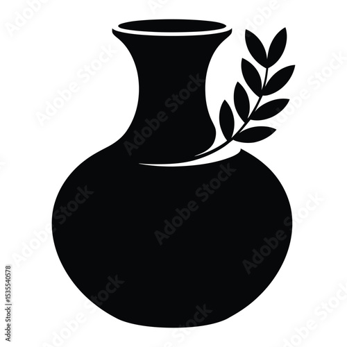 Squat Globe Vase Silhouette, Vector, Illustration, Icon, Logo, White Background.