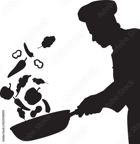 Silhouette of a Man Standing in a Casual Pose – Vector Illustration of Male Figure Isolated on White Background in Simple Black