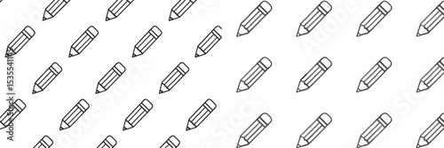 Background pattern of hand-drawn pencils on a white surface ideal for artistic or educational projects