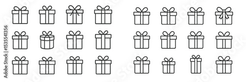 Various gift box designs arranged in a grid pattern for creative project inspiration in minimalistic style