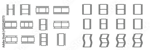 Various film strip designs showcasing different formats and orientations in a simple graphic style
