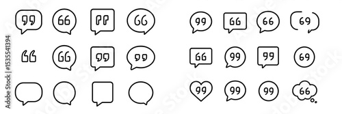 Diverse collection of quote and speech bubble icons for creative design projects and communication