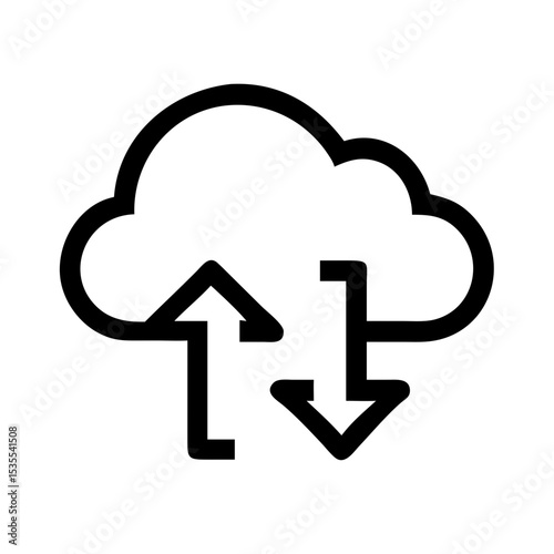 Cloud-based Data Transfer Icon with Up and Down Arrows