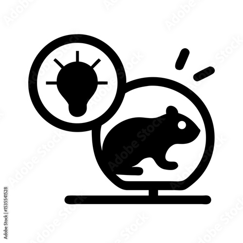 A hamster inside a wheel combined with an idea bulb symbol
