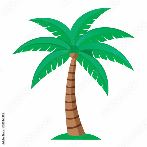 Tropical Palm Tree Vector – Cartoon Style Coconut Tree Illustration Isolated on White Background