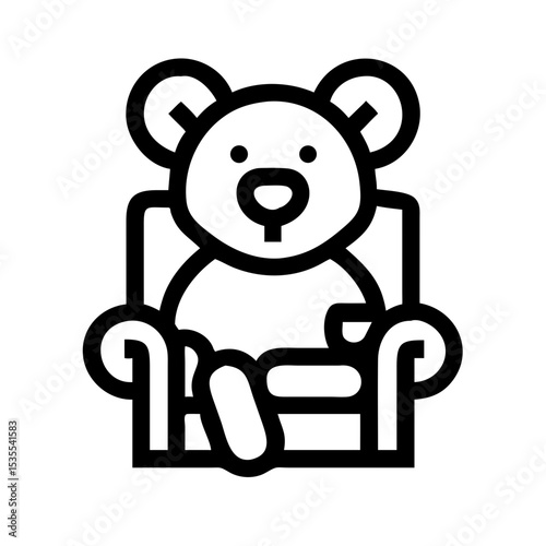 A cute bear sits in armchair, exuding relaxation and charm in a minimalist design