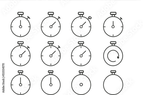 Different designs of stopwatches illustrating timing variations and functionalities for various applications in sports and events