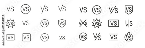 Variety of vs symbols displayed in different designs and formats for creative representation