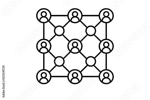 Network diagram depicting connections between individuals in a structured format with multiple nodes