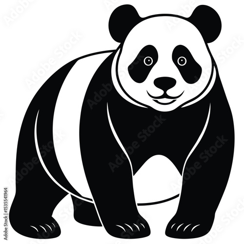 Adorable panda bear silhouette illustration depicting a friendly and happy animal face