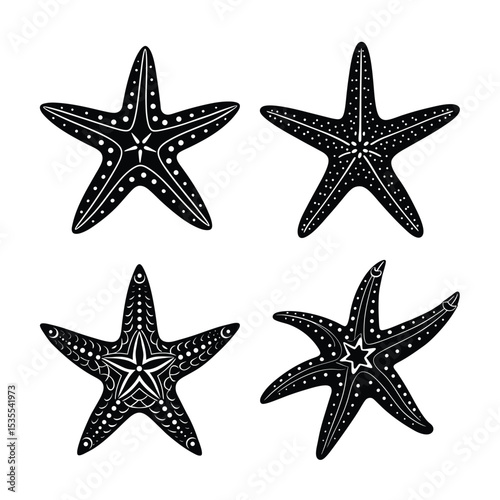 A starfish bundle silhouette on white background
