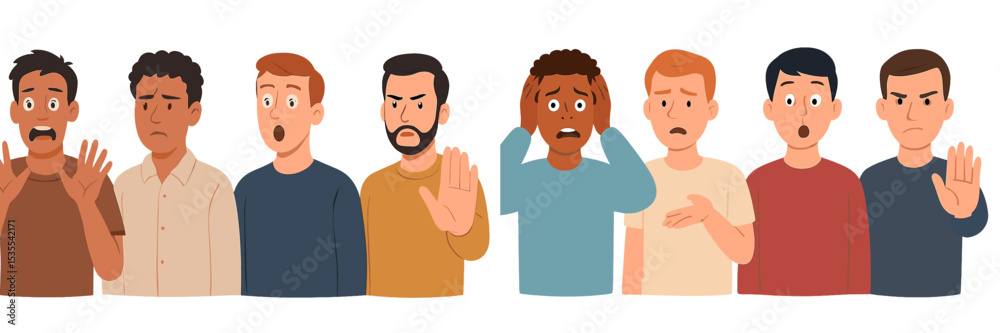 Various expressions of emotion and reactions from diverse individuals in a relaxed setting Various expressions of emotion and reactions from diverse individuals in a relaxed setting