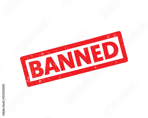 Red "BANNED" Stamp with Bold Text for Prohibited or Restricted Access Content