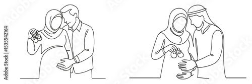 Expecting parents joyfully celebrate pregnancy with baby shoes in intimate moment at home during evening hours