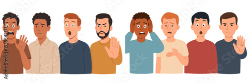 Various expressions of emotion and reactions from diverse individuals in a relaxed setting