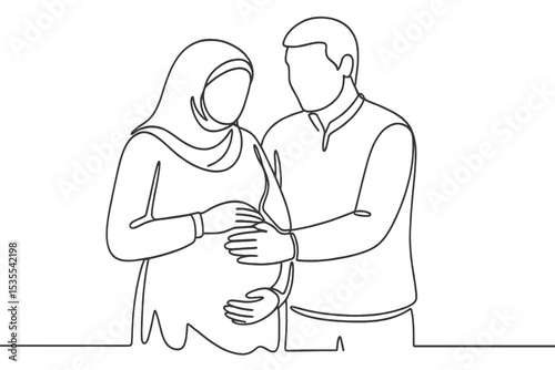 Couple celebrating pregnancy with joyful gestures during a serene moment at home in a cozy atmosphere