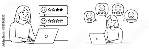 Evaluating online feedback with digital tools while sitting at a desk during midday