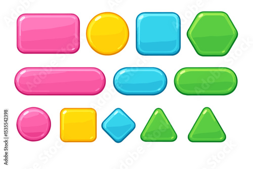 Colorful geometric shapes arranged on a white background to enhance visual learning for children