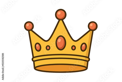 Bright yellow crown with orange jewels sits in a simple design perfect for children's celebrations or princess themes