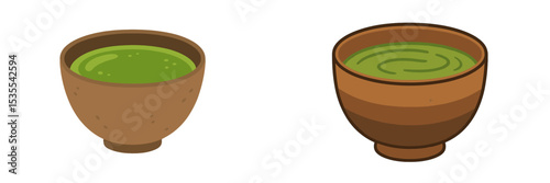 Traditional bowls holding matcha tea with vibrant green colors prepared for enjoyment in a serene setting