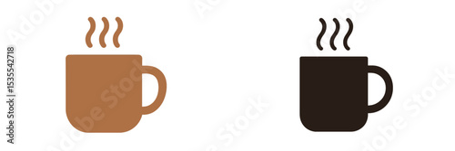 Two coffee mugs with steam on display showcasing different shades of brown and black