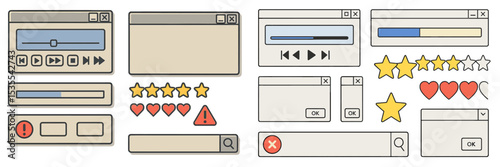 User interface elements collection for digital applications and websites showcasing interactive features