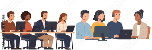 Call center team engaged in customer support activities during business hours