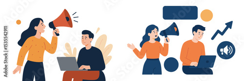 Engaging communication between a woman and a man in a modern workspace showcasing teamwork and creativity