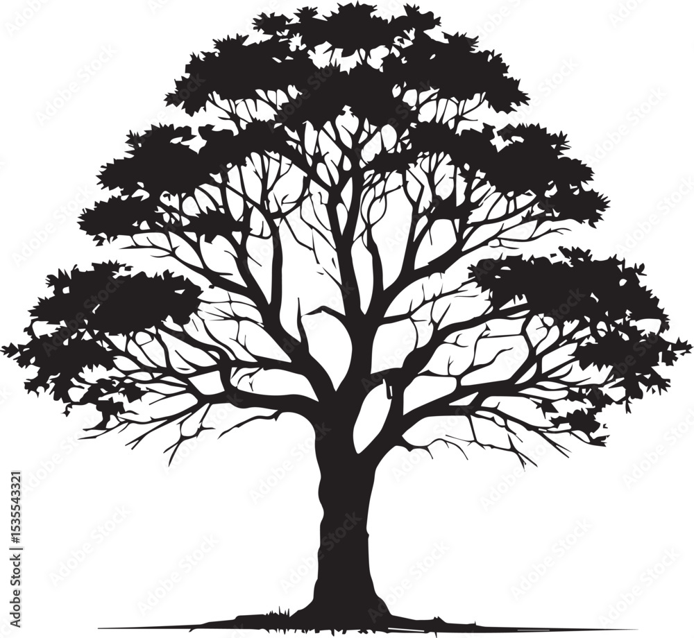 Fototapeta premium Tree silhouette Vector | Minimalist & Trendy Tree Silhouette Design | Unique & Stylish Tree Artwork for Vector design