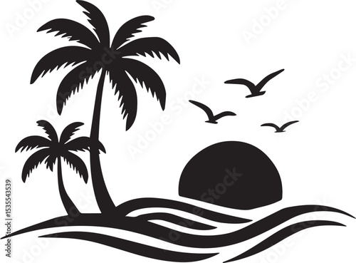 Coconut Tree silhouette Vector | Minimalist & Trendy Coconut Tree Silhouette Design | Unique & Stylish Coconut Tree Artwork for Vector design