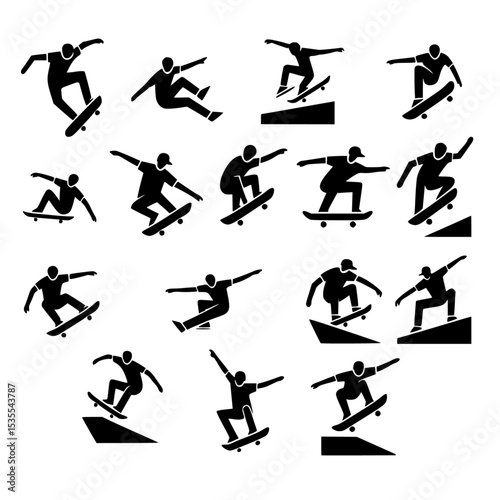 minimalist skateboarding icons